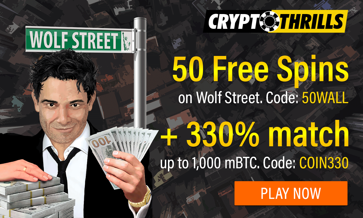 Exclusive: 330% Bonus + 50 Free Spins | Crypto Thrills Casino