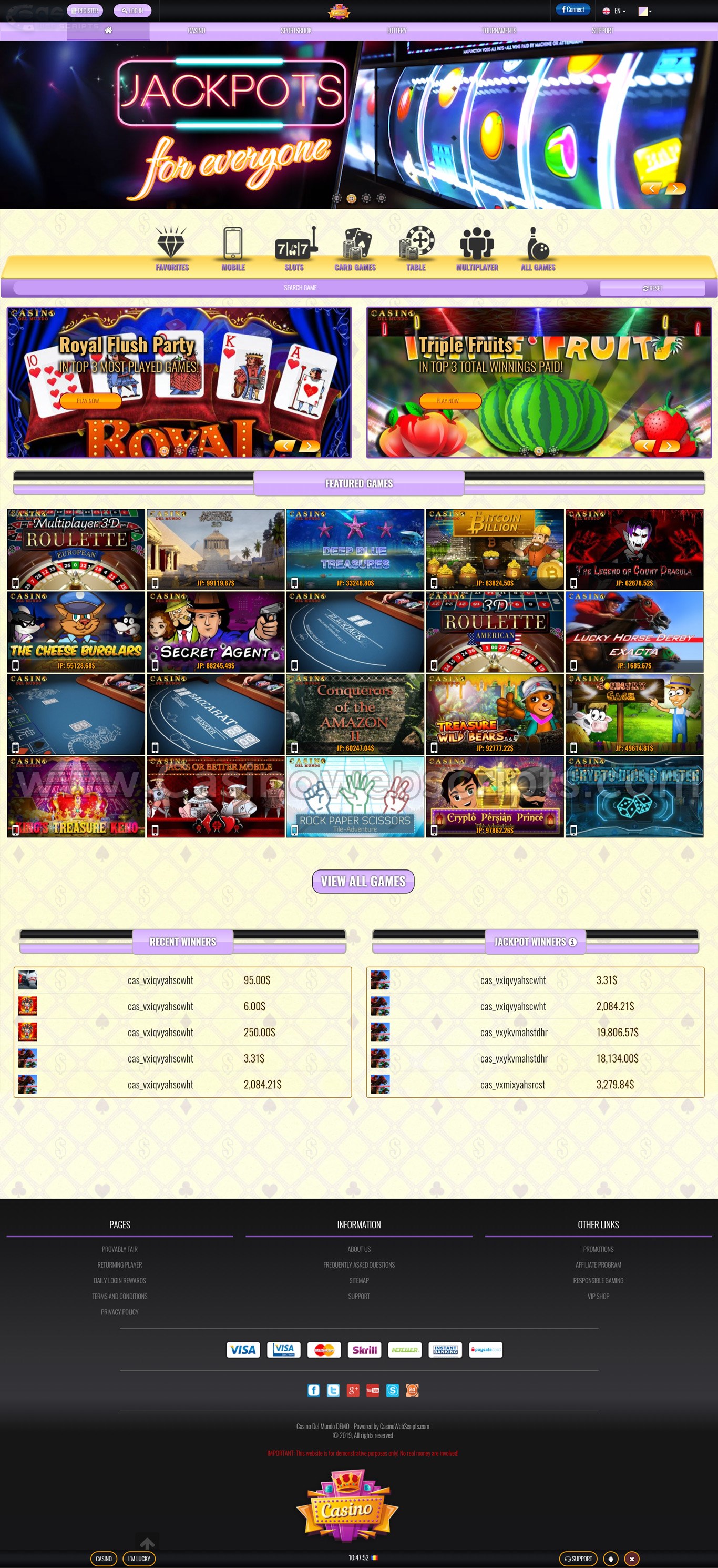 Try our casino website demo