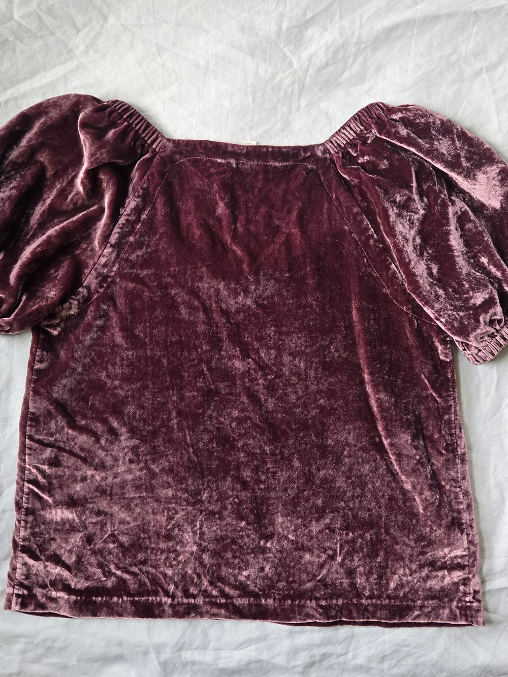Velvet Romantic Puff Sleeve Feminine Whimsical Fairy Sweetheart Top - Plum