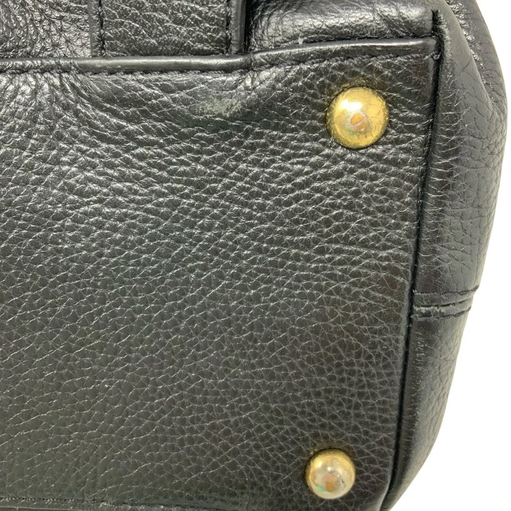 Michael Kors Satchel Black Pebbled Leather Gold Hardware Handbag Medium Boho
