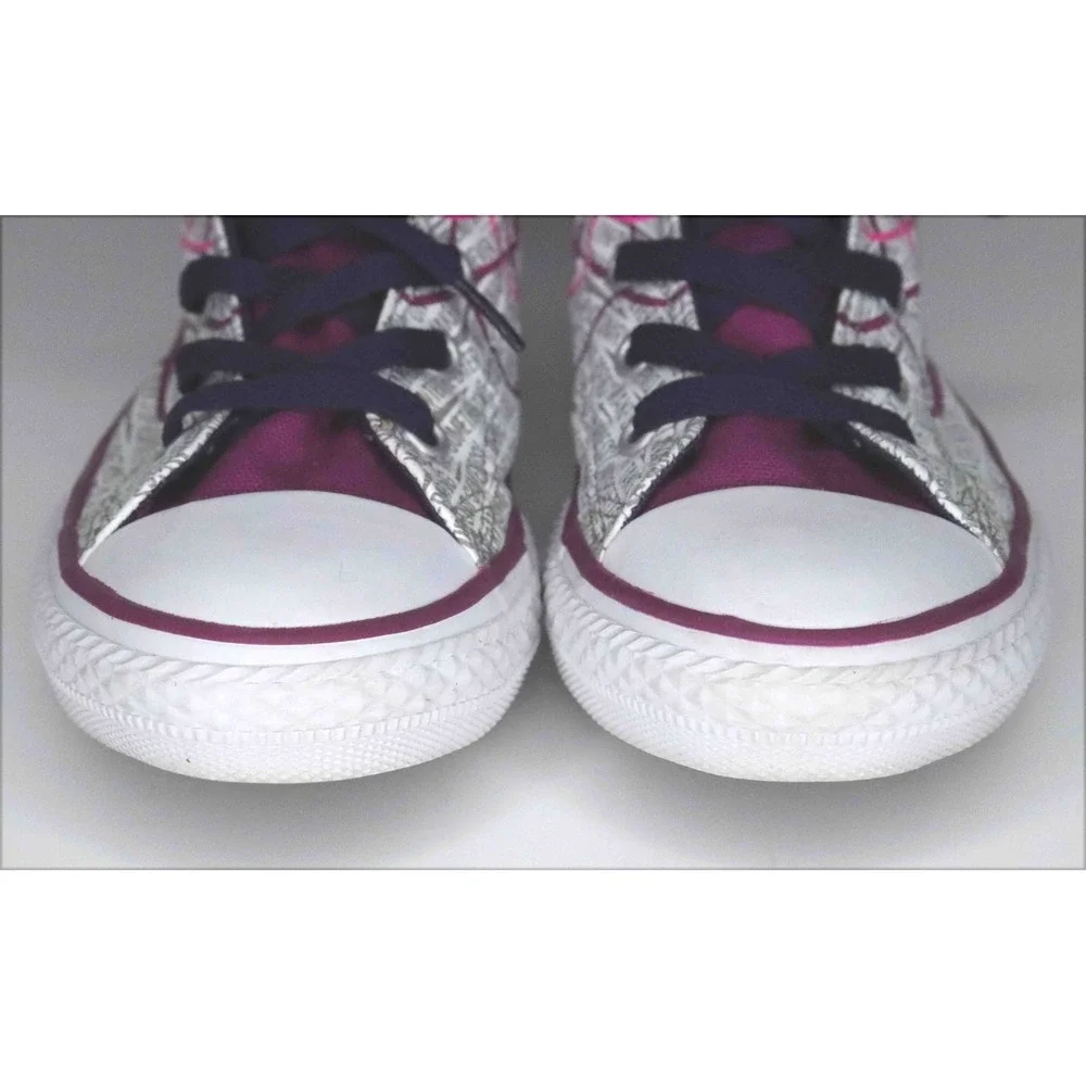 Converse Chuck Taylor Party Pink and Purple Hi Tops with Tulle-Junior Size 1.5