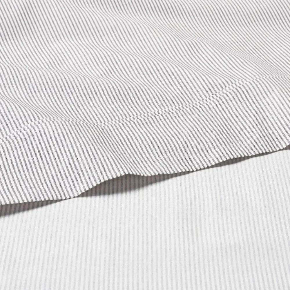 Hearth & Hand Full Railroad Gray & Sour Cream Striped Bedding Sheet Set