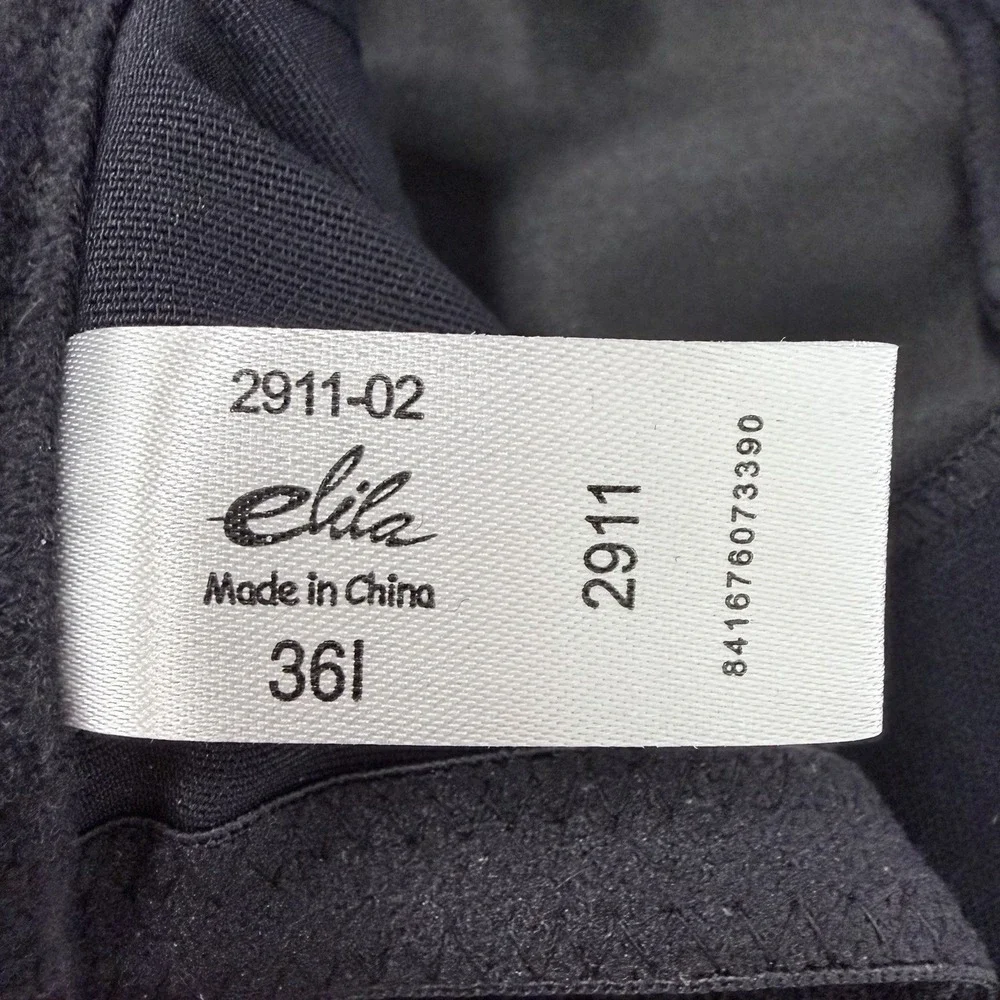 ELILA 36 I Style 2911 BlackFloral Full Coverage Soft Cup Thick Straps Underwire
