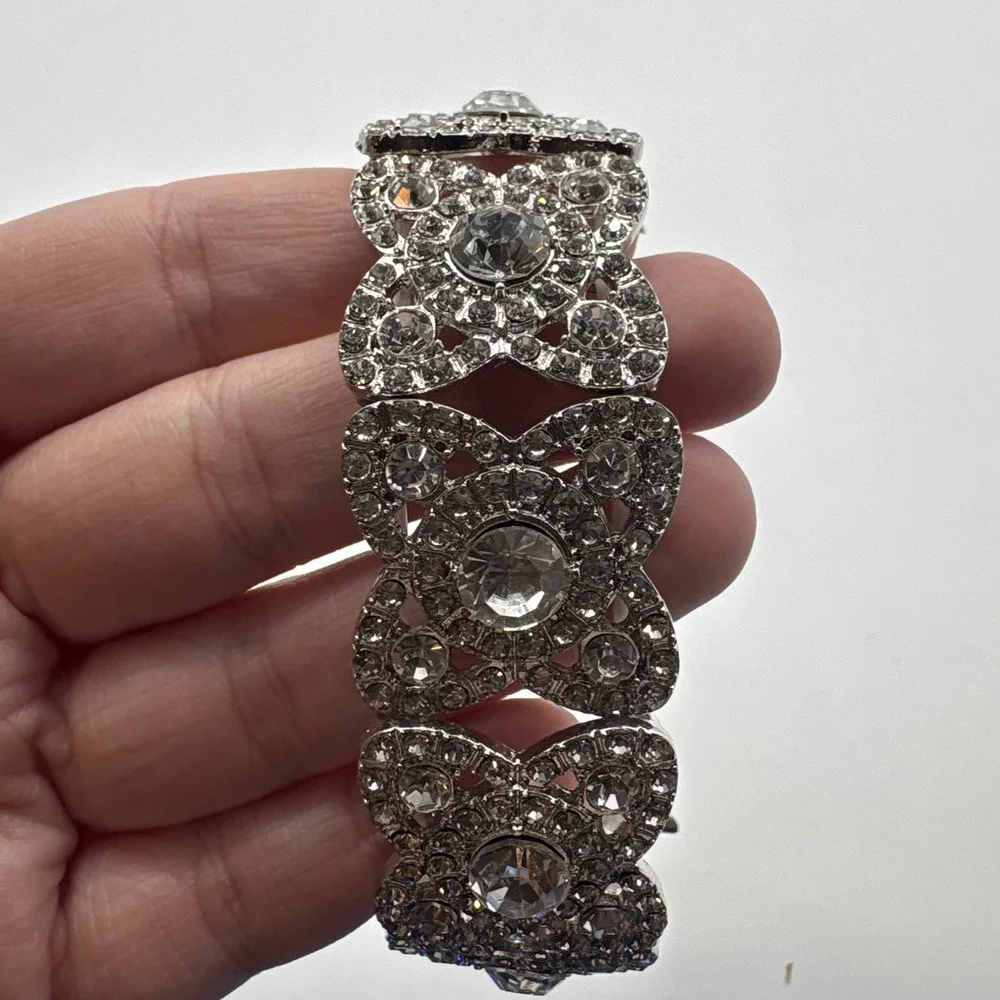Silver Rhinestone Butterfly Stretch Apple Watch Band Filigree Crystal Bracelet