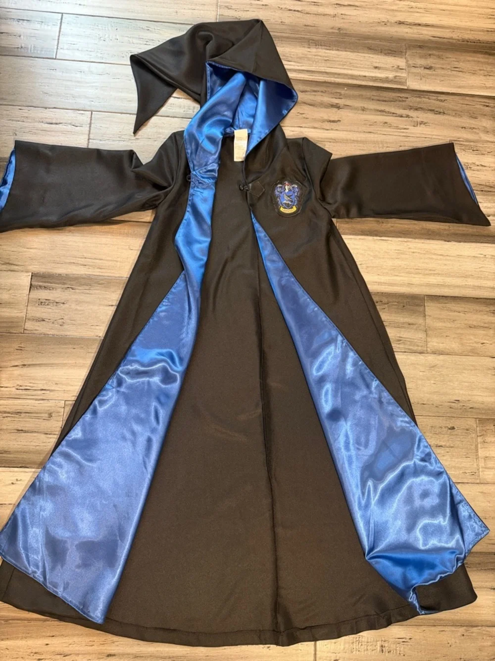 NWOT Harry Potter Black Hooded Robe with Royal Blue  Satin Lining