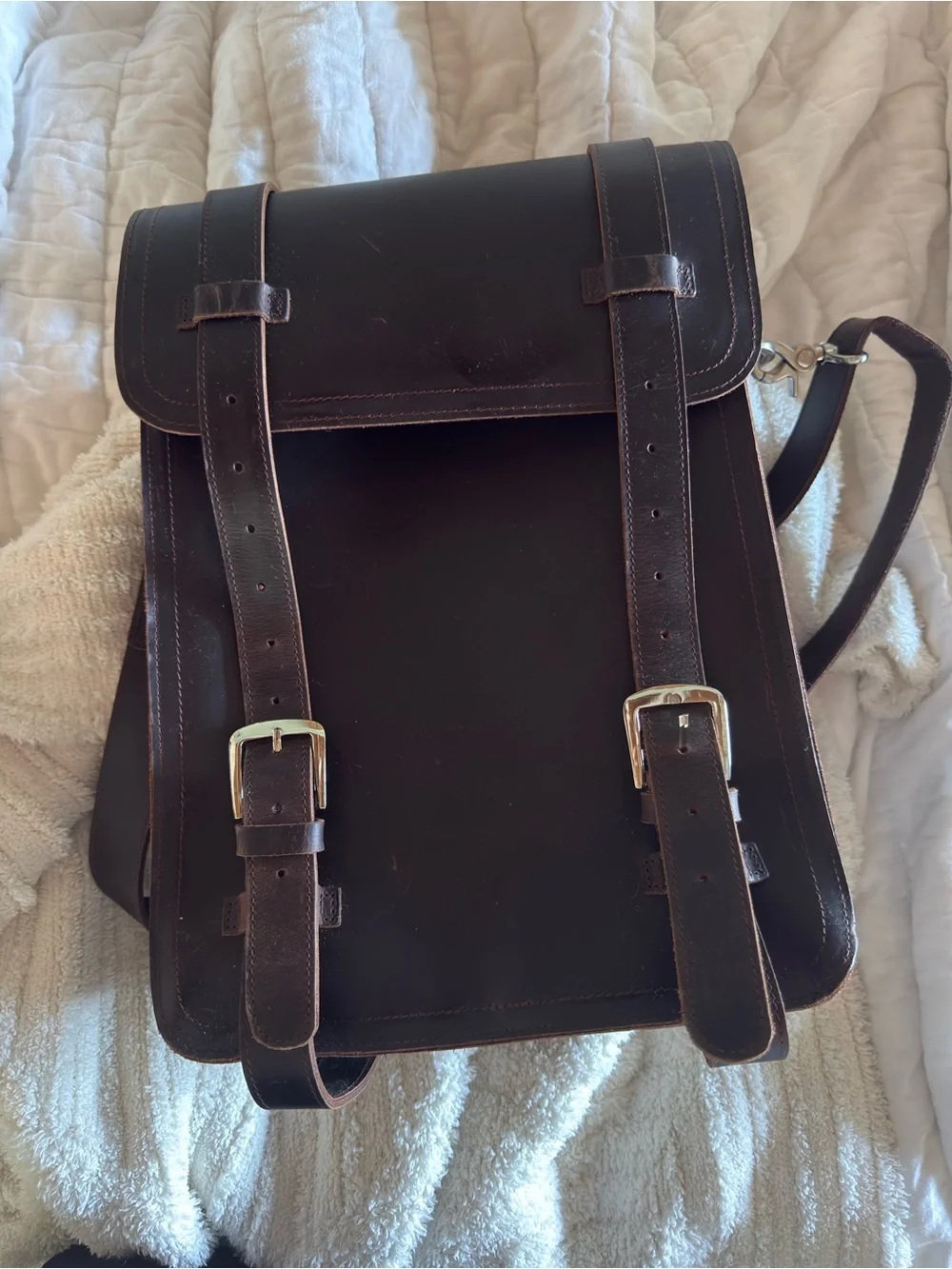 Brown Leather Backpack Satchel - Classic Vintage Style