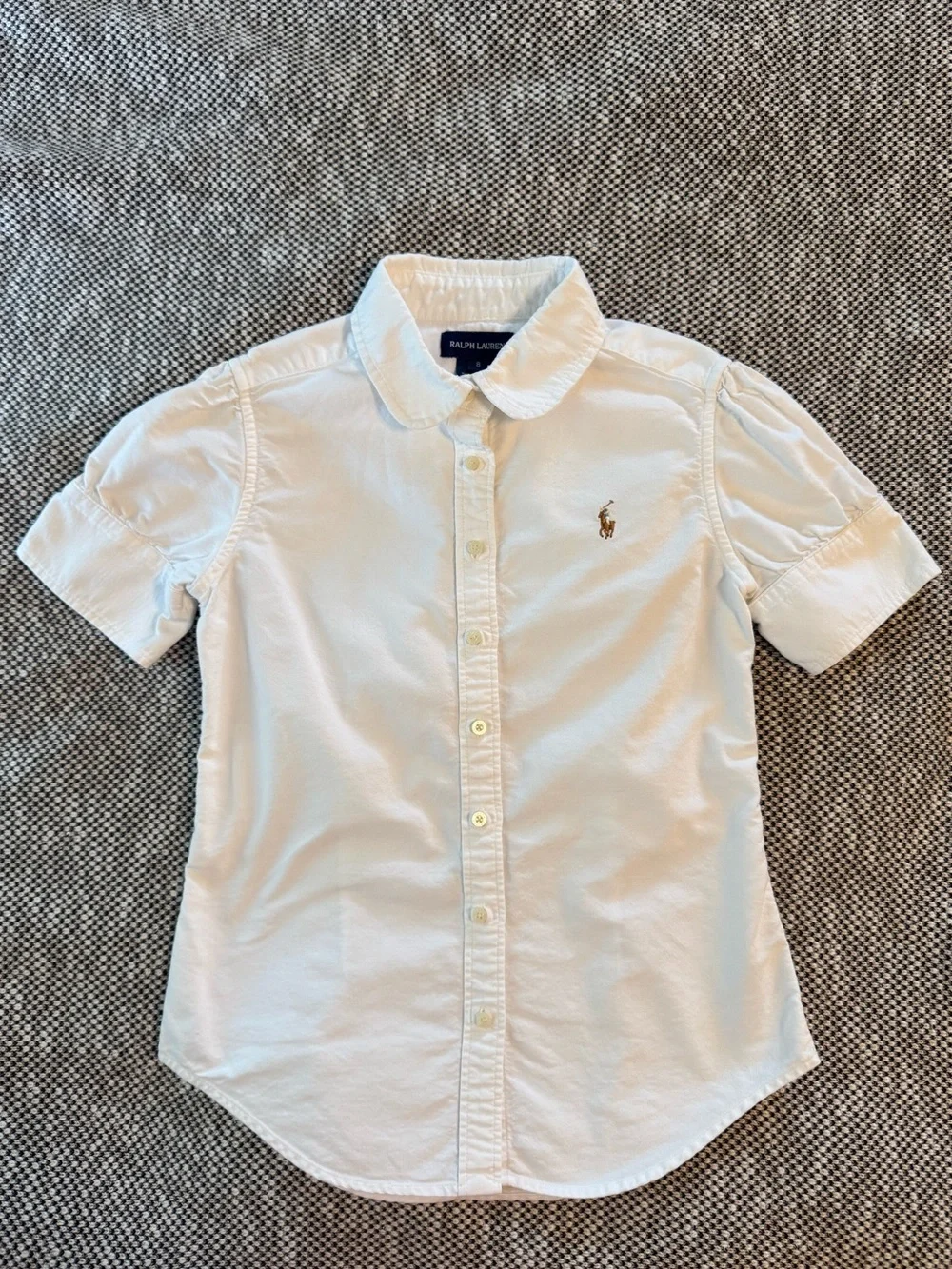 Ralph Lauren Girls' White Short-Sleeve Button-Down Shirt