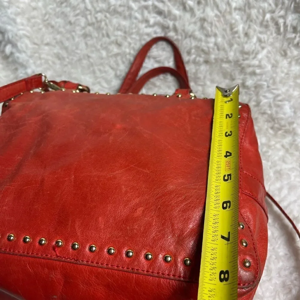 Badgley Mischka leather Orange Cube Satchel/shoulder bag  gold tone studs accent