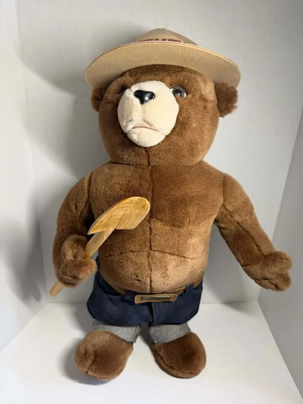 Vintage 1994 J.J. Wind Smokey Bear 50th Anniversary Plush Doll with Shovel