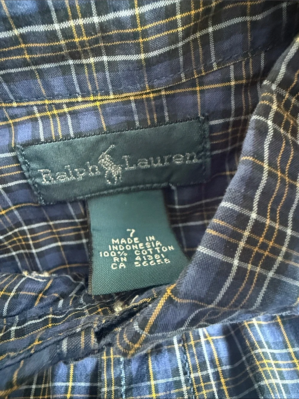Ralph Lauren Blue and Yellow Plaid Button-Down Shirt
