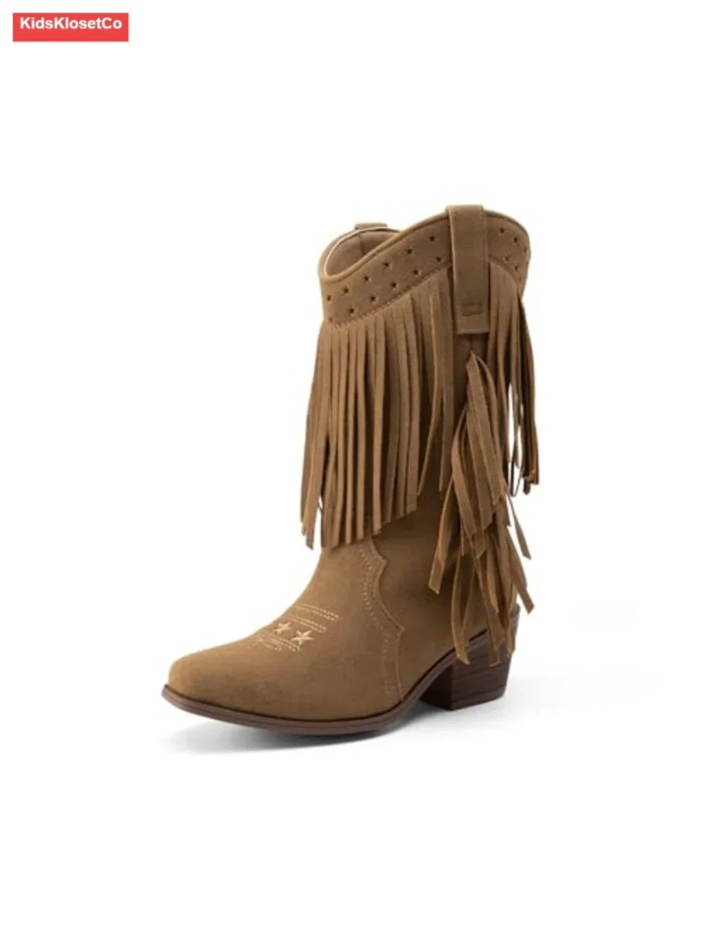 Girls Cowboy Boots with Tassel Fringe - Western Boots Comfy Slip-On