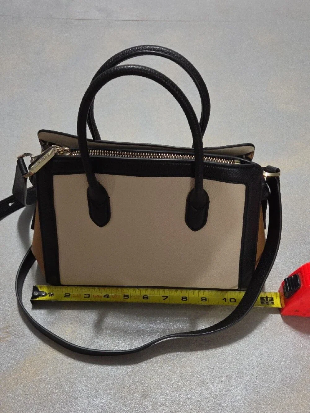kate spade Cream, Black & Tan Leather Satchel NWOTS.