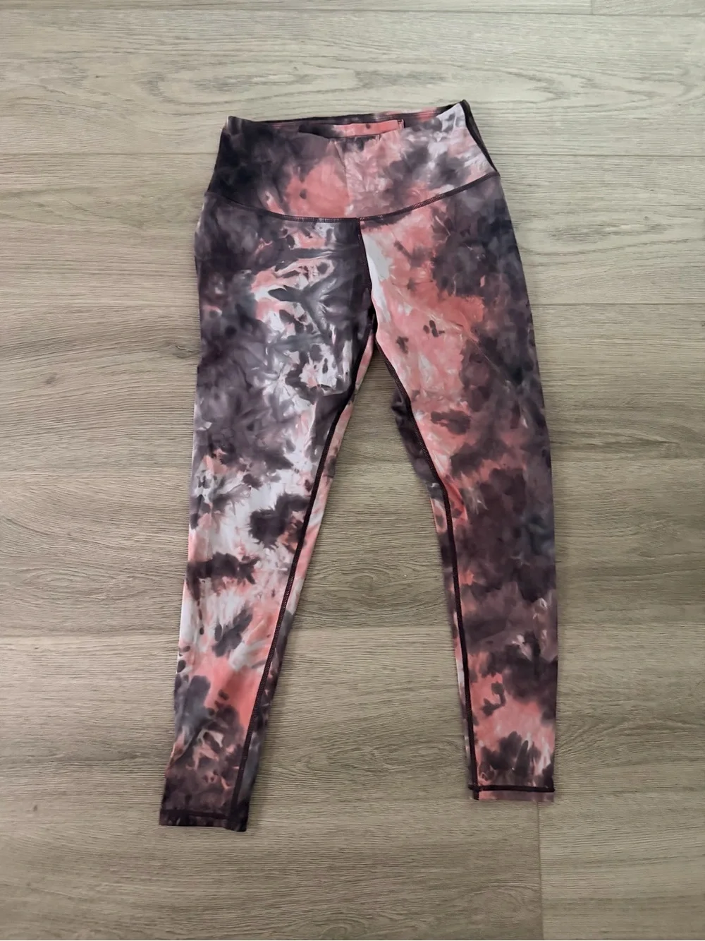 High-Waist Tie-Dye Yoga Leggings - Pink/Black