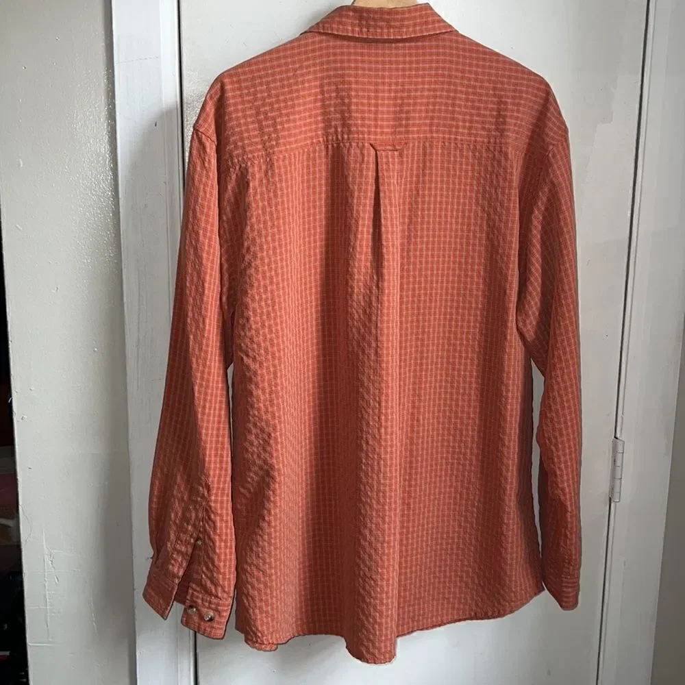 THE NORTH FACE Orange Plaid Button Up Shirt-L