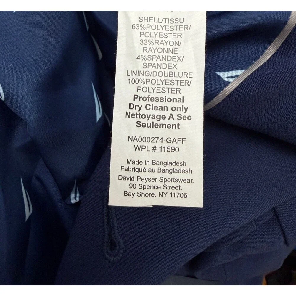 $395 NEW NAUTICA Mens 46R Solid Blue Stretch 2 Piece Suit With Dress Pants 40x32