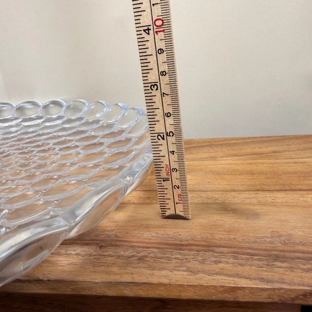 Vintage Thousand Eye Bubble Glass Platter Large 16.5 Inch Round Serving Tray