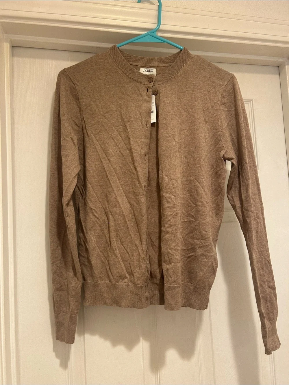 J. Crew heather mushroom Buttom Crewneck Cardigan