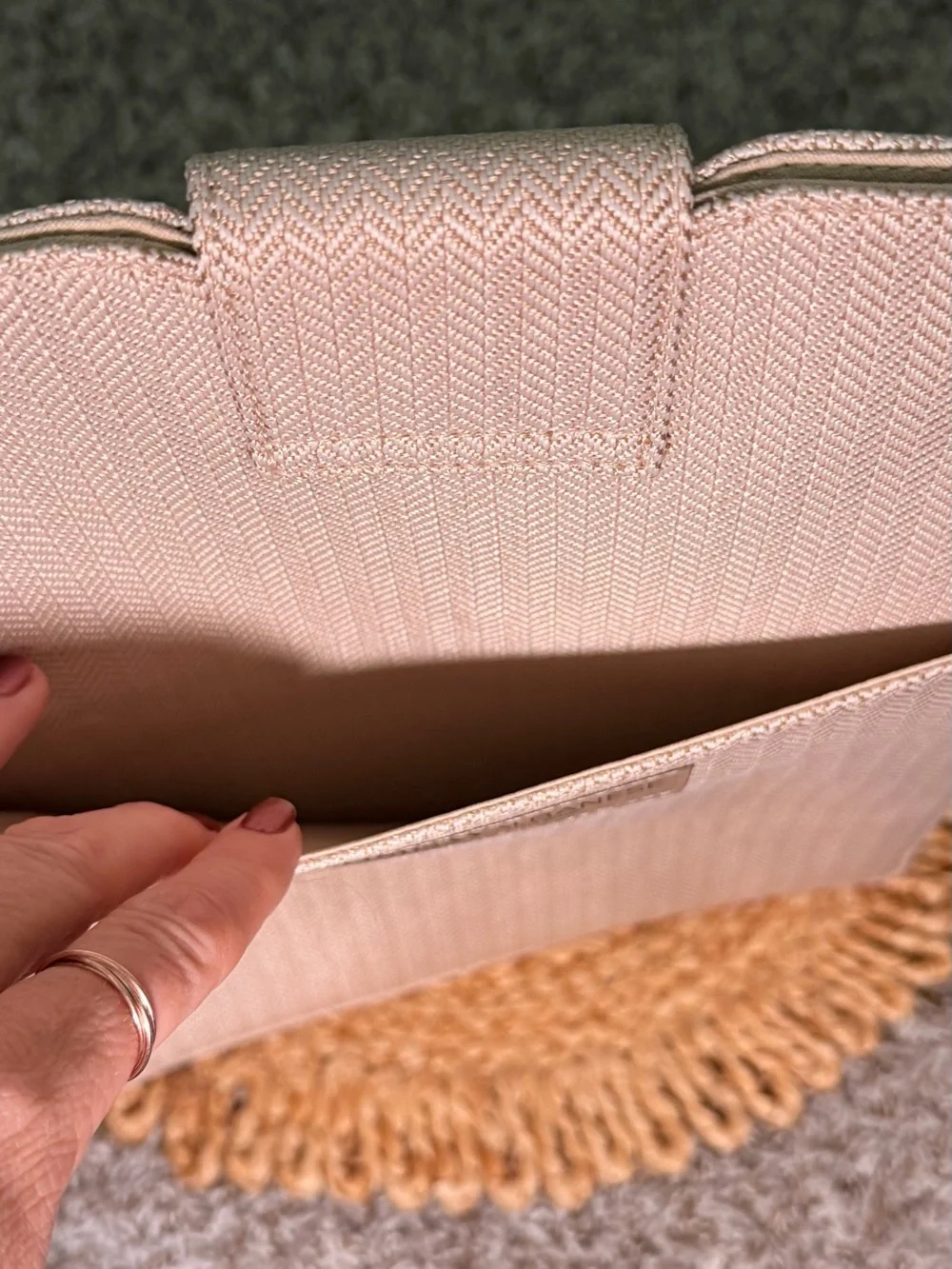 Textured Beige Laptop Sleeve with Snap-Top Closure