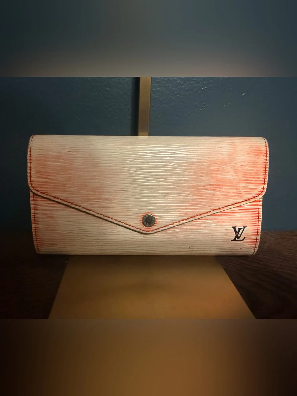 Louis Vuitton Rare Red and White Epi Leather Envelope Wallet