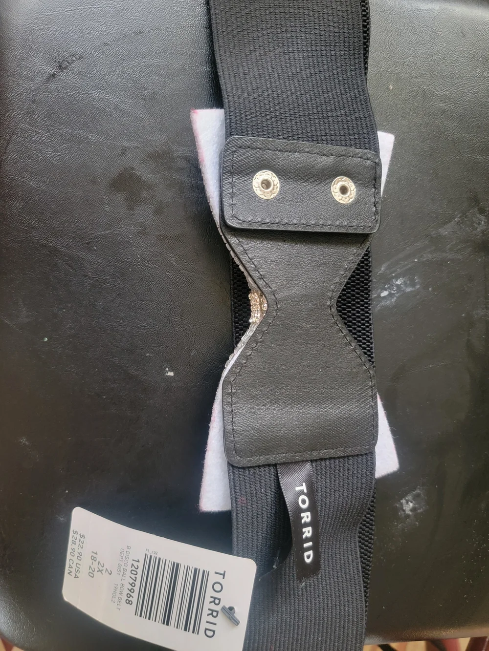 NEW NWT Torrid Stretch Snap  Silver Embellished Bow Belt Accent