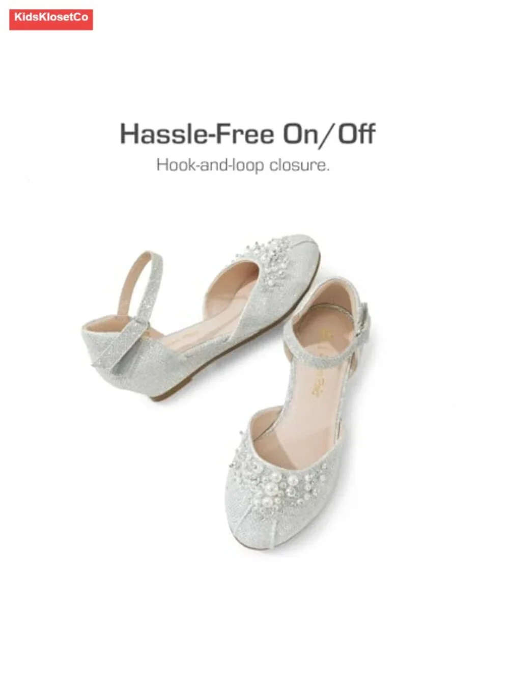 Girls Dress Shoes Low Wedge Pumps with Pearls Rhinestone Flower Girl Princess