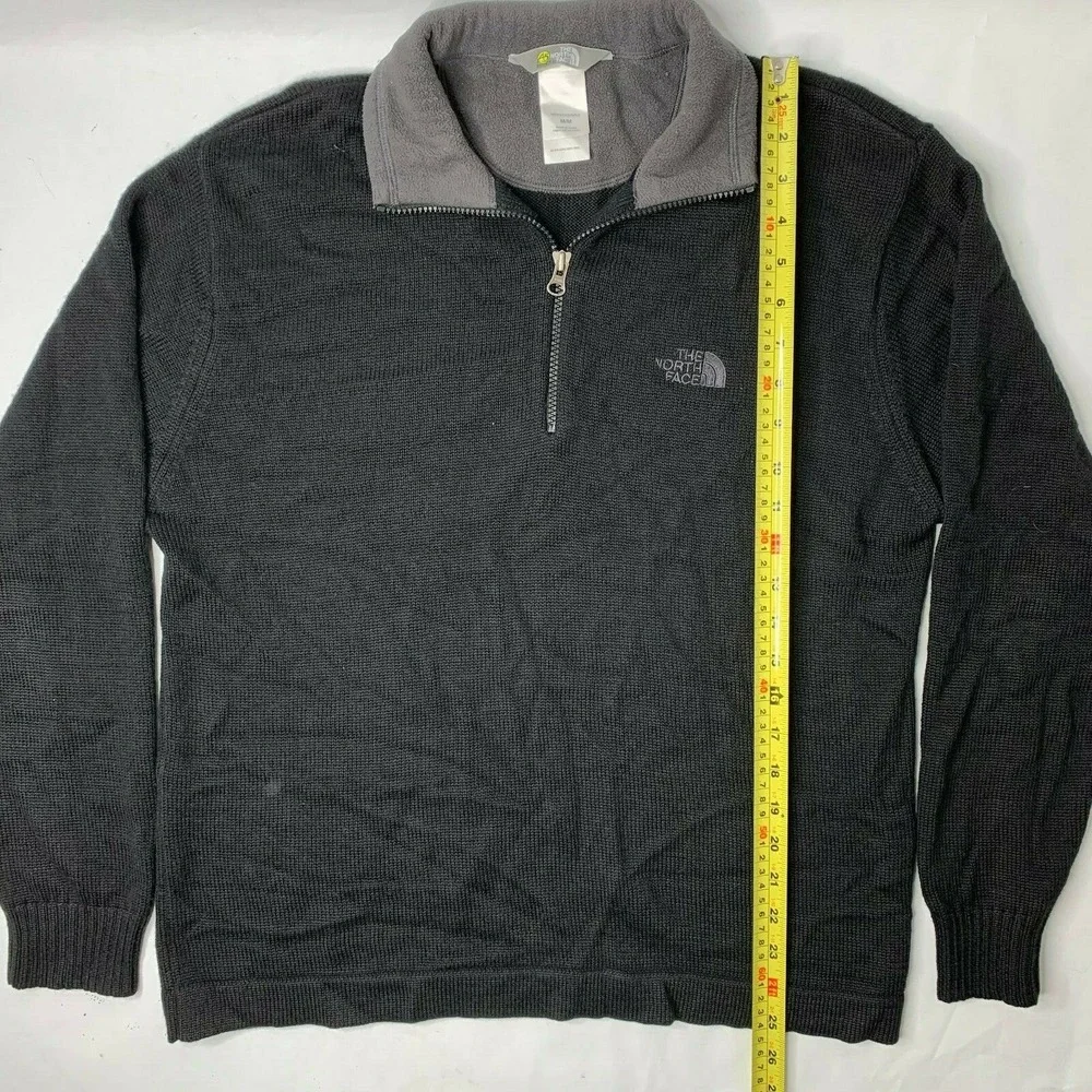 The North Face Apex Mens Medium 1/4 Zip‎ Sweater Jacket Black Long Sleeve