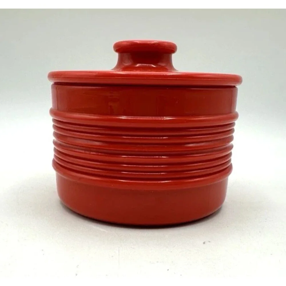 Vintage Rubbermaid Sugar Bowl Canister 3801 Red Ribbed