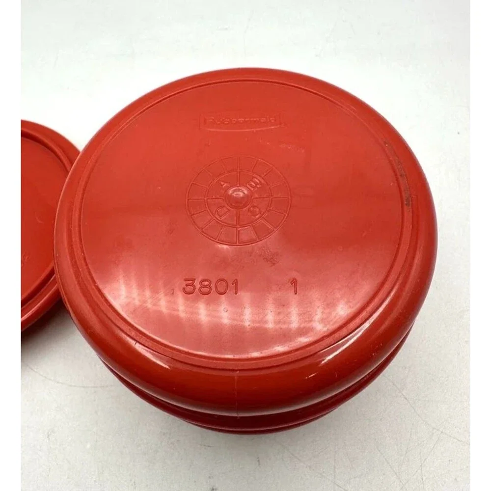 Vintage Rubbermaid Sugar Bowl Canister 3801 Red Ribbed