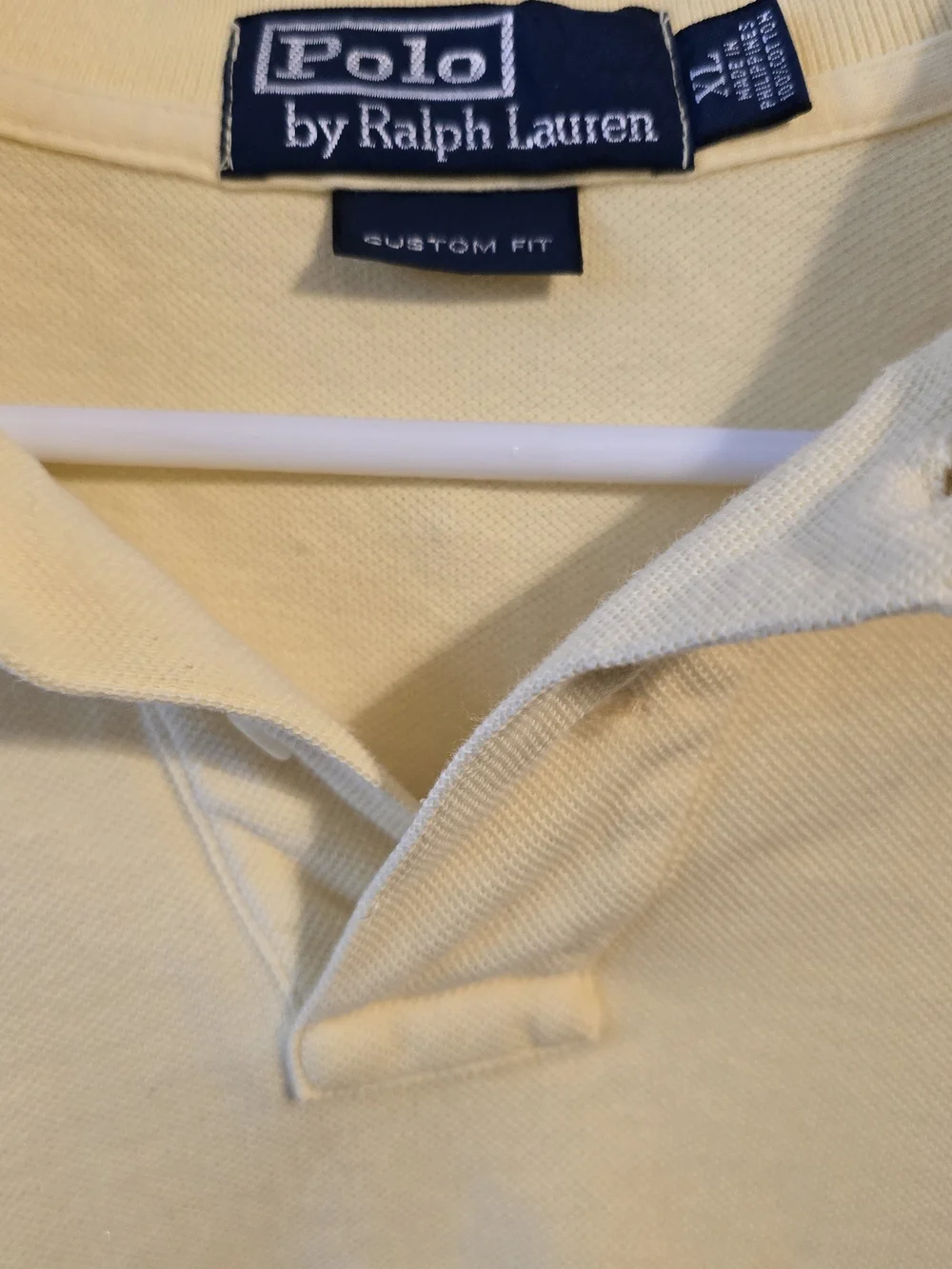 Vintage Ralph Lauren Polo Shirt in Pale Yellow with Navy Pony