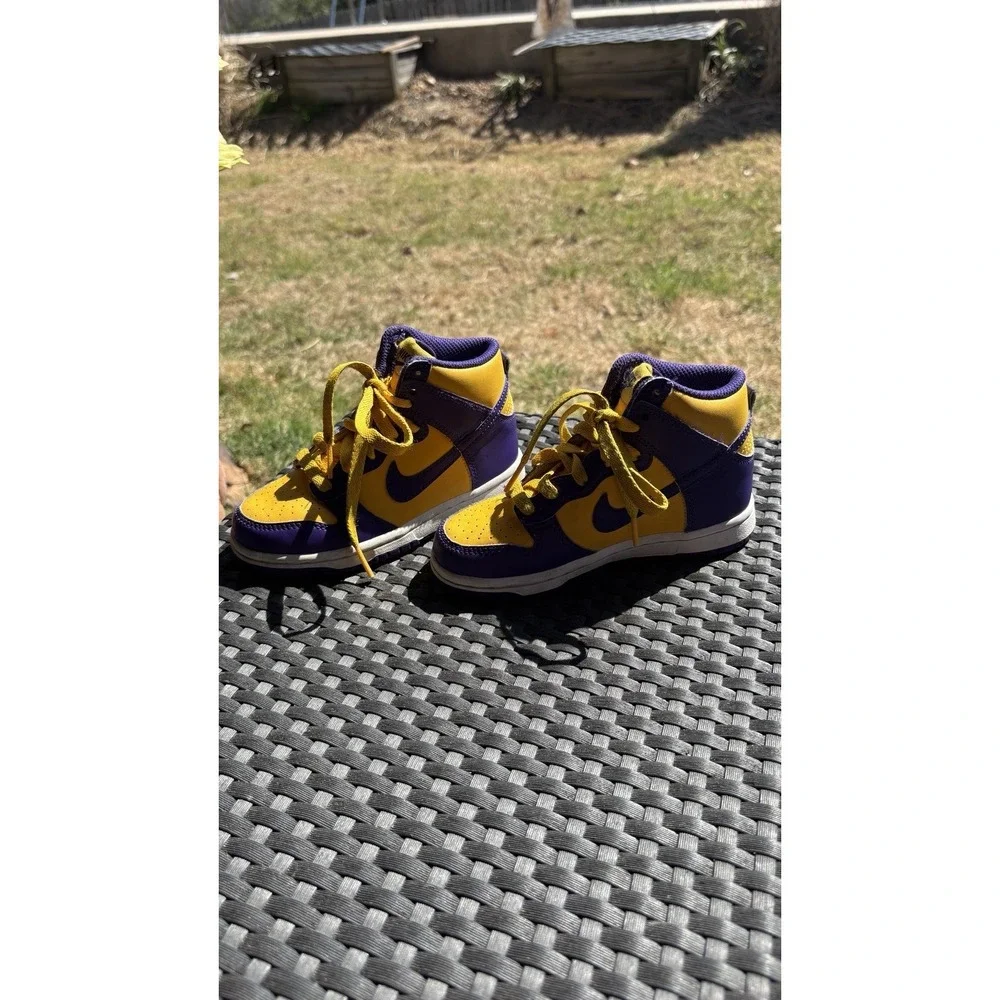 Nike Dunk Size 10.5C High Retro Court‎ Purple Gold Lakers ~LSU