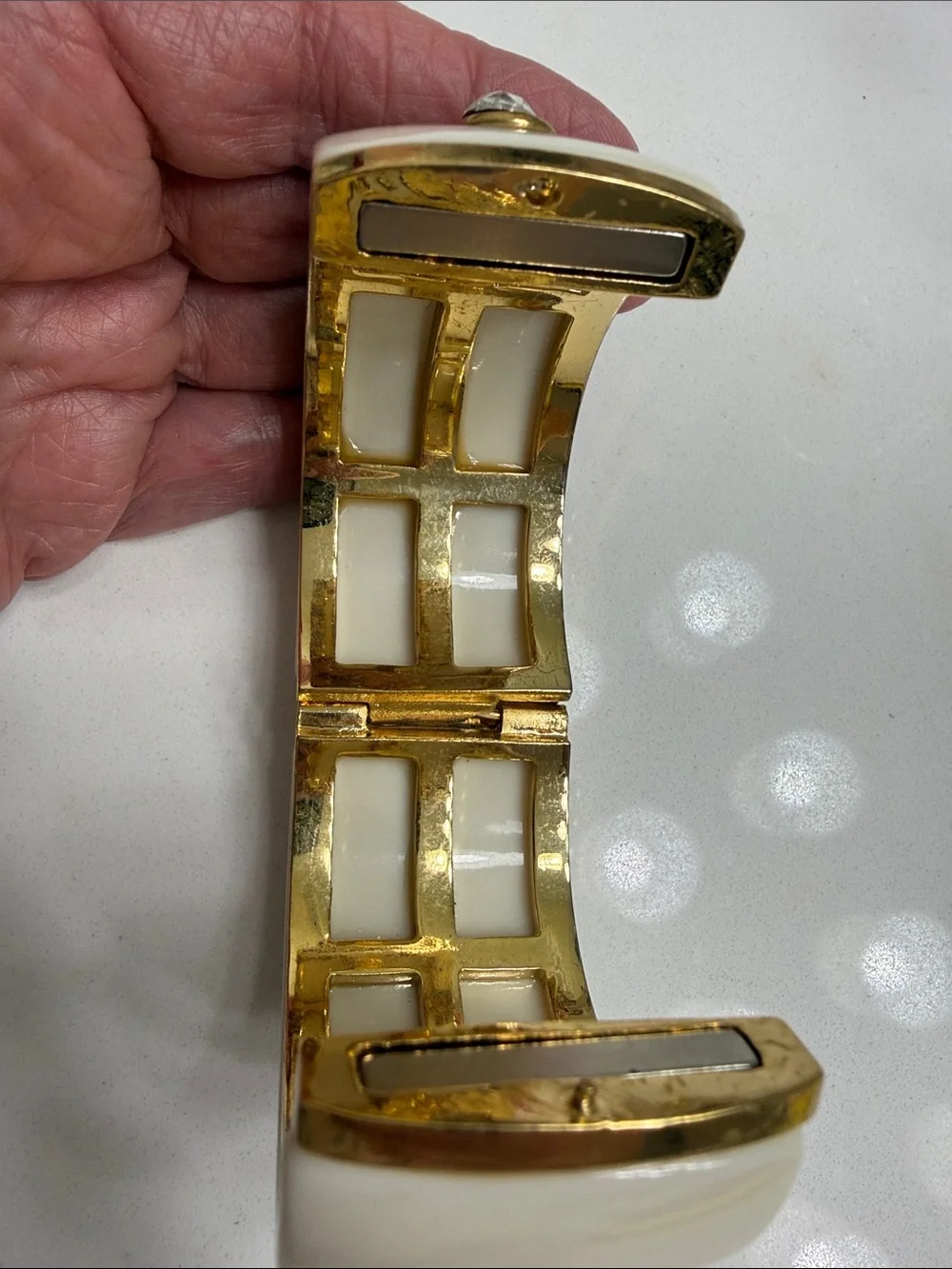 Off White Bangle with Crystal Accents