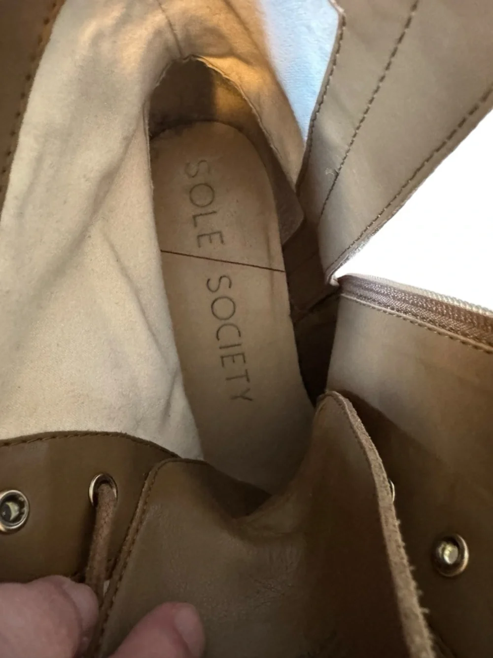 Sole Society Faunya Suede Lace-Up‎ Boots Light Brown 9.5