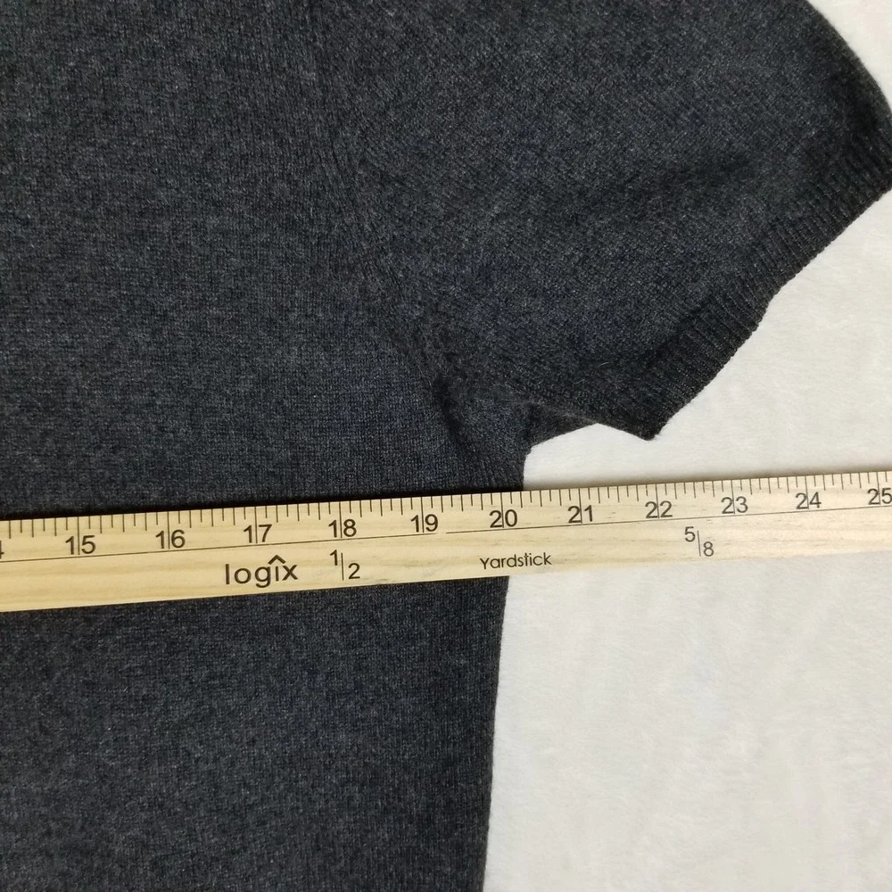 Country Shop Cashmere Sweater Women XL Charcoal Grey Short Sleeve Crew Neck Top