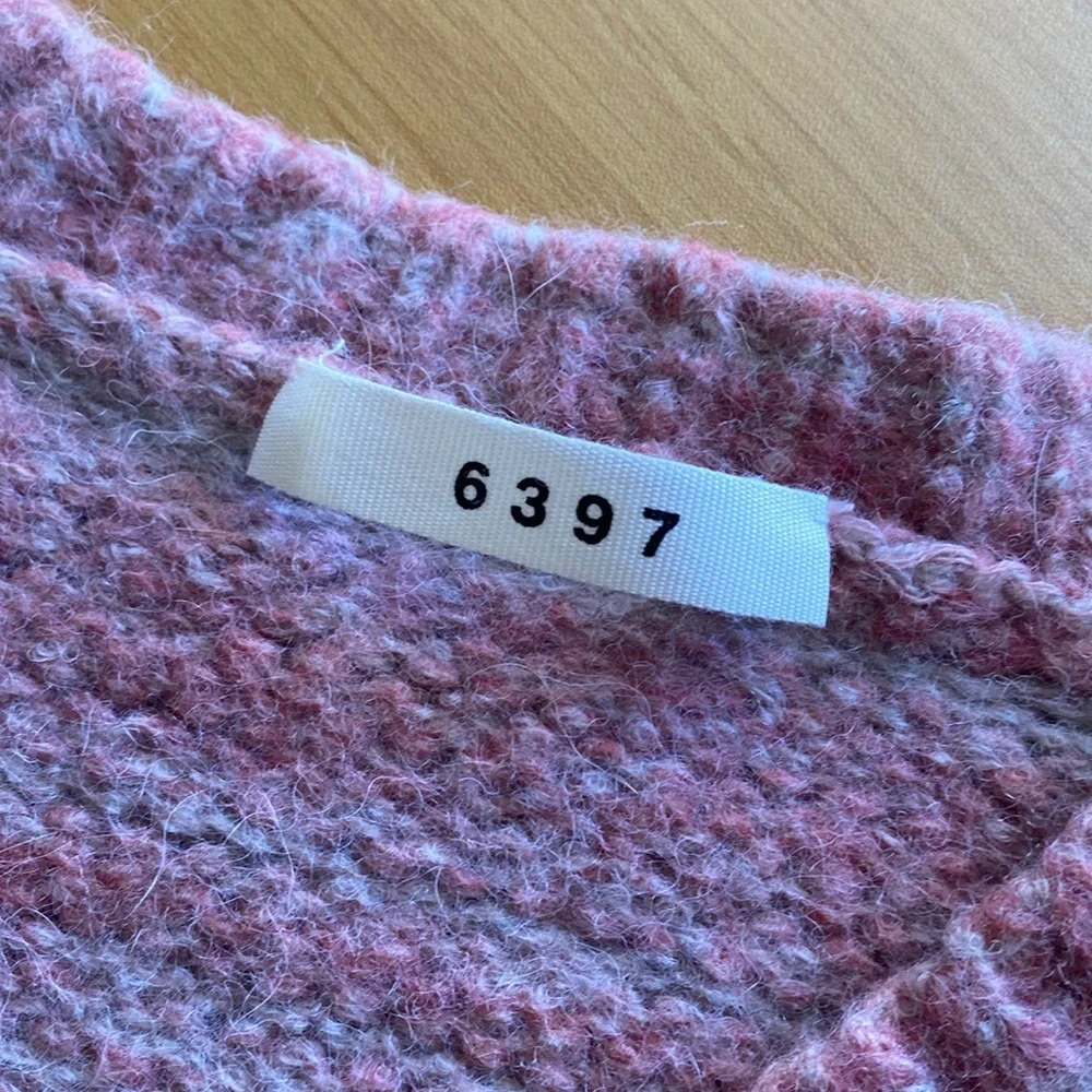 6397 Alpaca Wool Stripe V Neck Long Sleeve Winter Fall Dusty‎ Pink Thick Warm
