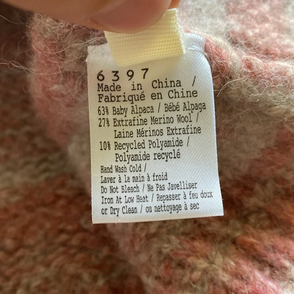6397 Alpaca Wool Stripe V Neck Long Sleeve Winter Fall Dusty‎ Pink Thick Warm