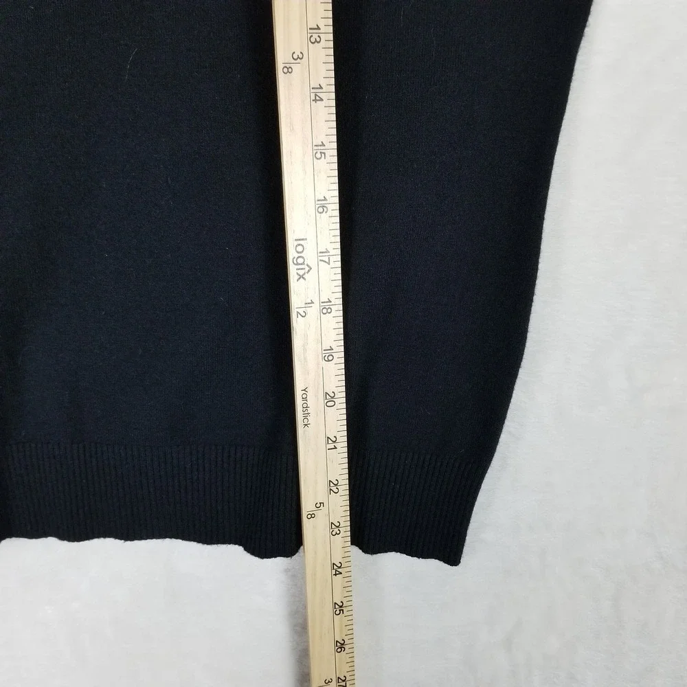 Siani Milano Sweater Women Medium Black Ruffle Tulle Bead Trim Pullover