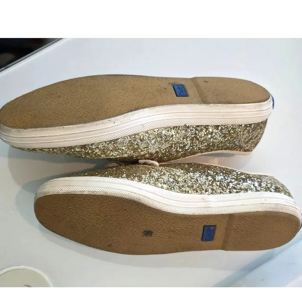 Keds X Kate Spade New York Champion Gold Glitter Sneakers Size 6