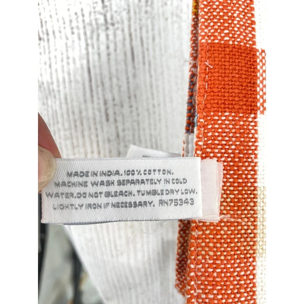 Shabby Chic Placemats (4) 13x19 Pumpkin Plaid Cotton Reversible Thanksgiving