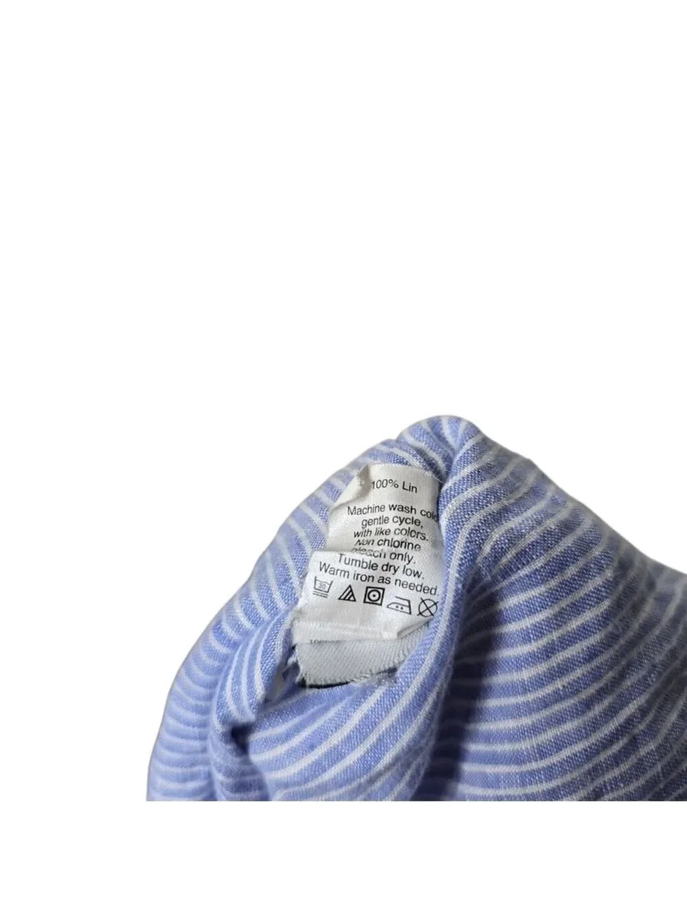 J. Crew Linen Striped Half Button Down Shirt Long Sleeve White Blue 0