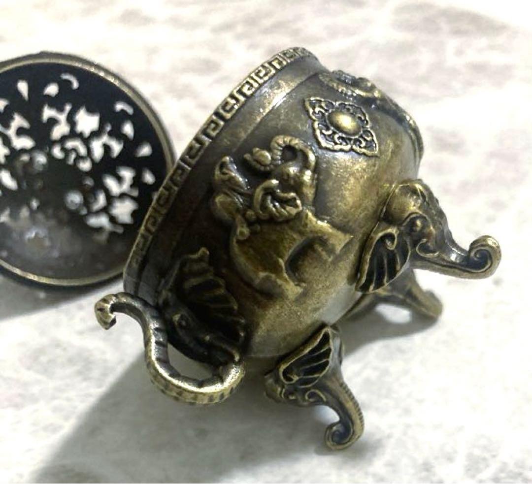 Elephant Three-Legged Incense Burner, Antique Bronze Color