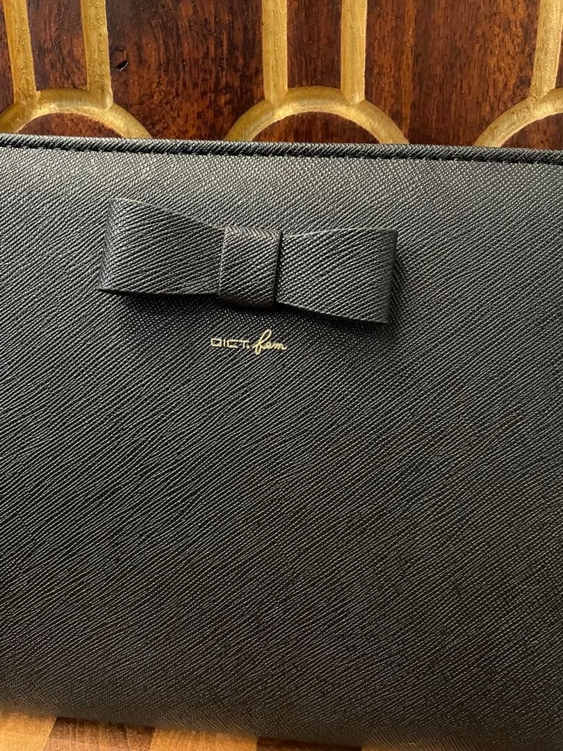 ★Beautiful Condition ELECOM Electronic Dictionary Case with Ribbon - Black Floral Pattern