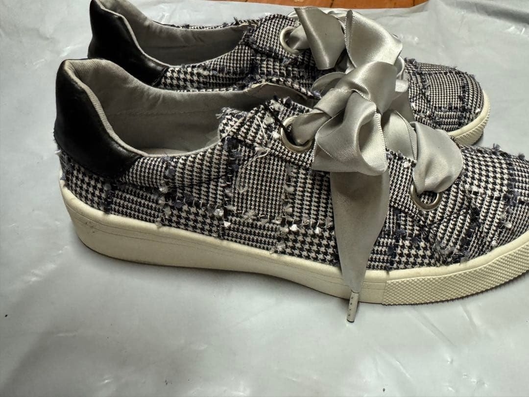 Checkered Sneakers Dress Shoes Loafers Silver Ribbon Jirai Kei Ryosan Kei