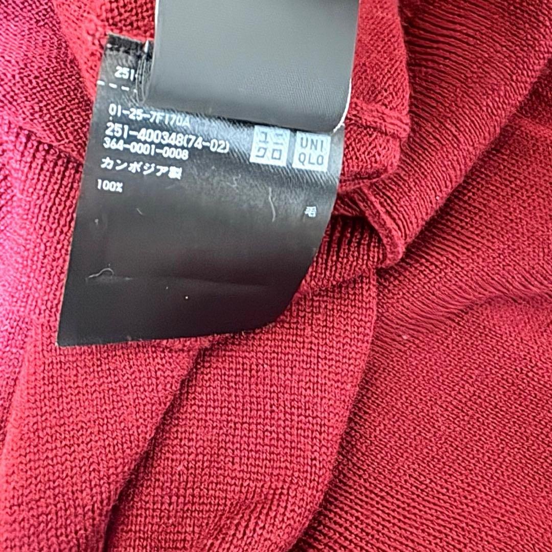 【UNIQLO】Wool V-Neck Knit Sweater, Long Sleeve, Red, Simple, Classic, L