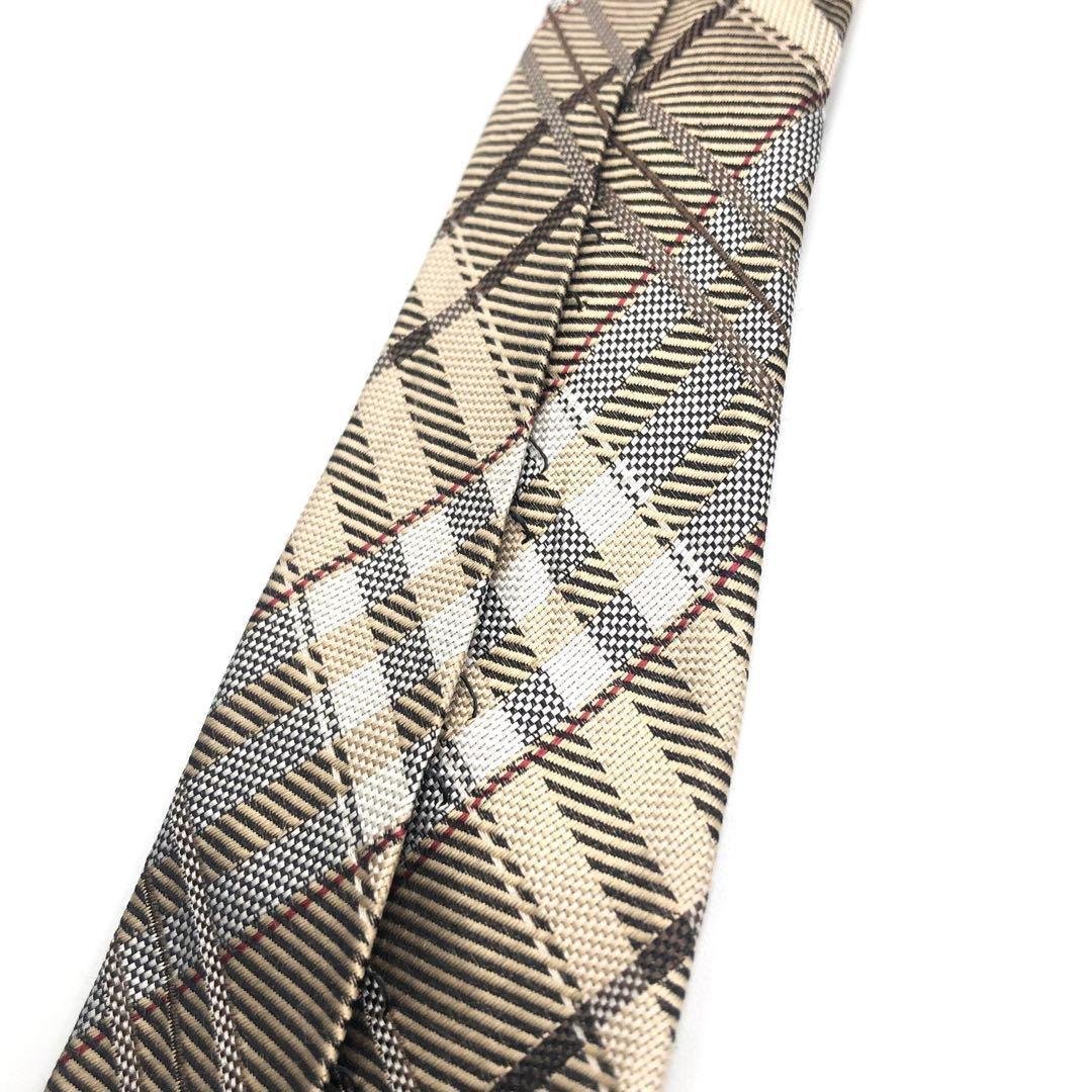 【Beautiful Condition】POLO BCS Tie Plaid Shiny Beige Brown