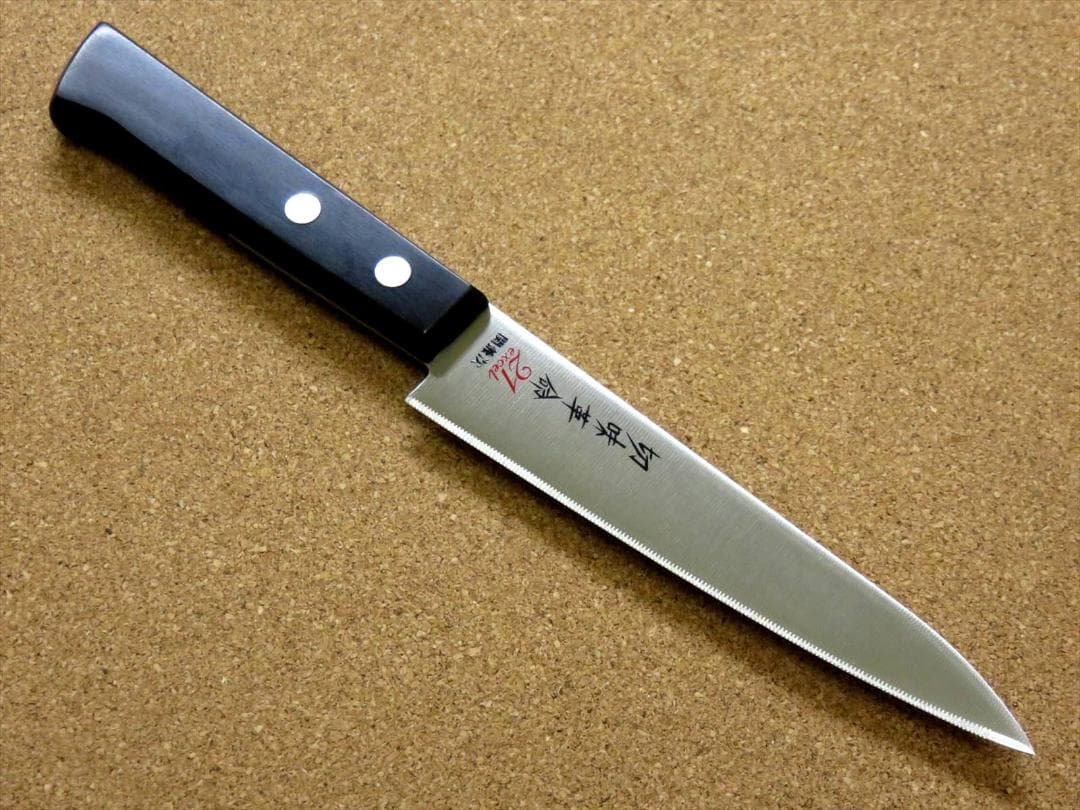 Seki Cutlery Petty Knife 130mm Micro-Dent Serrated Blade Fruit Knife Double-Edged