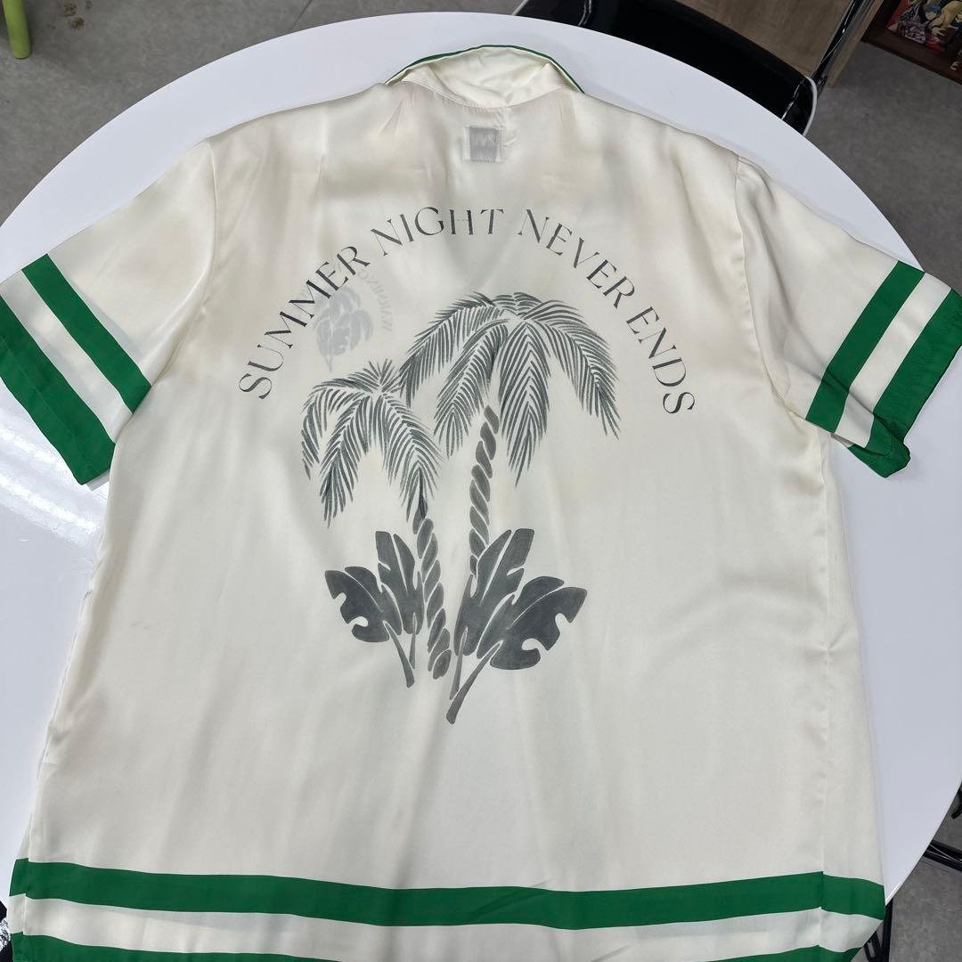 ZARA Short Sleeve Shirt Cream/Green